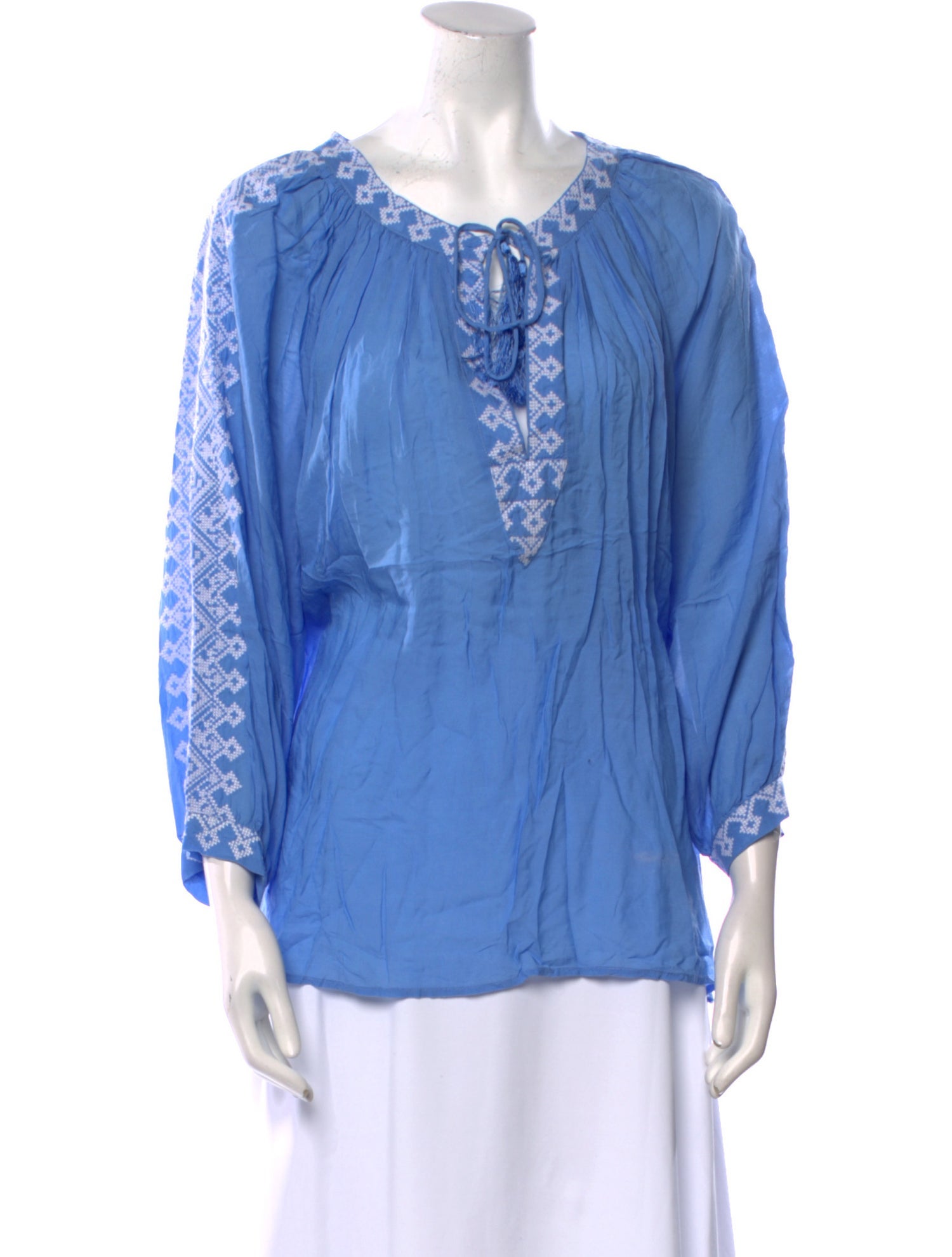 Melissa Odabash Scoop Neck Three-Quarter Sleeve Blouse