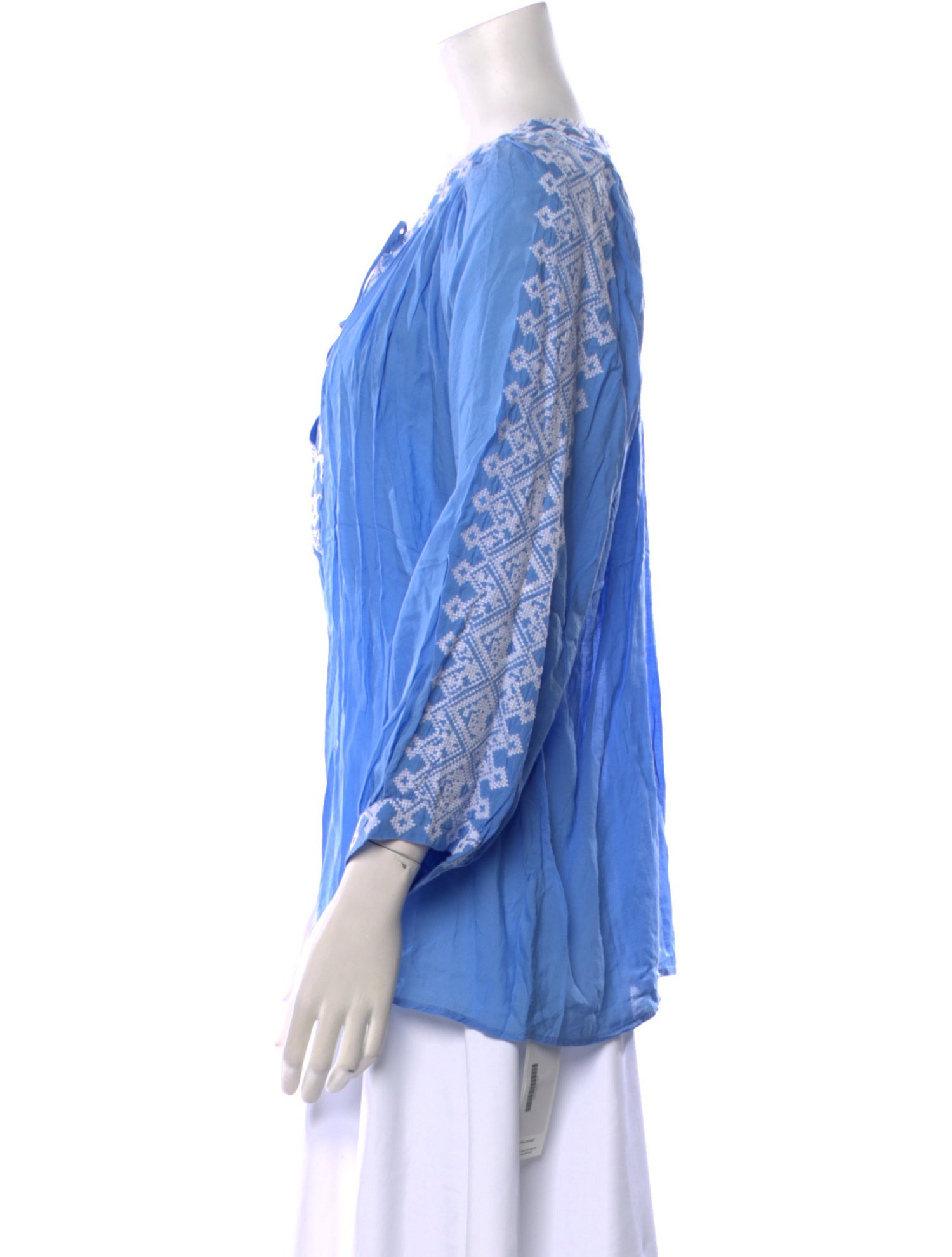 Melissa Odabash Scoop Neck Three-Quarter Sleeve Blouse