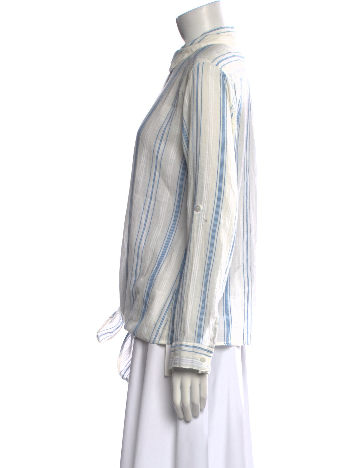 Melissa Odabash Striped Long Sleeve Button-Up Top