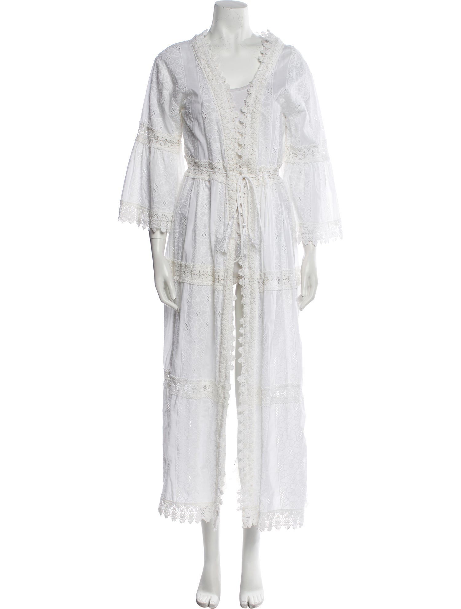 Melissa Odabash Lace Pattern Crochet Trim Robe