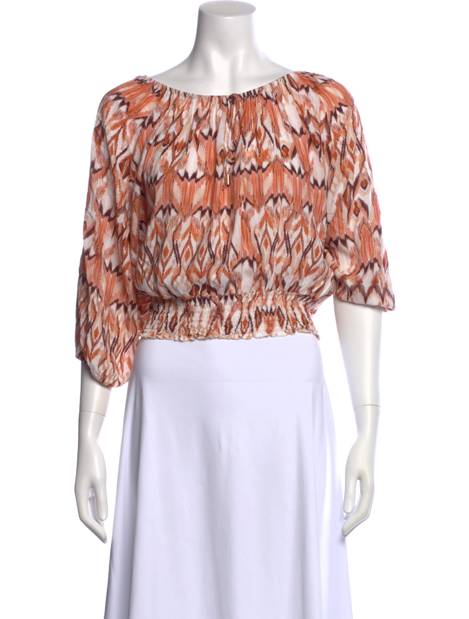 Melissa Odabash Printed Scoop Neck Crop Top