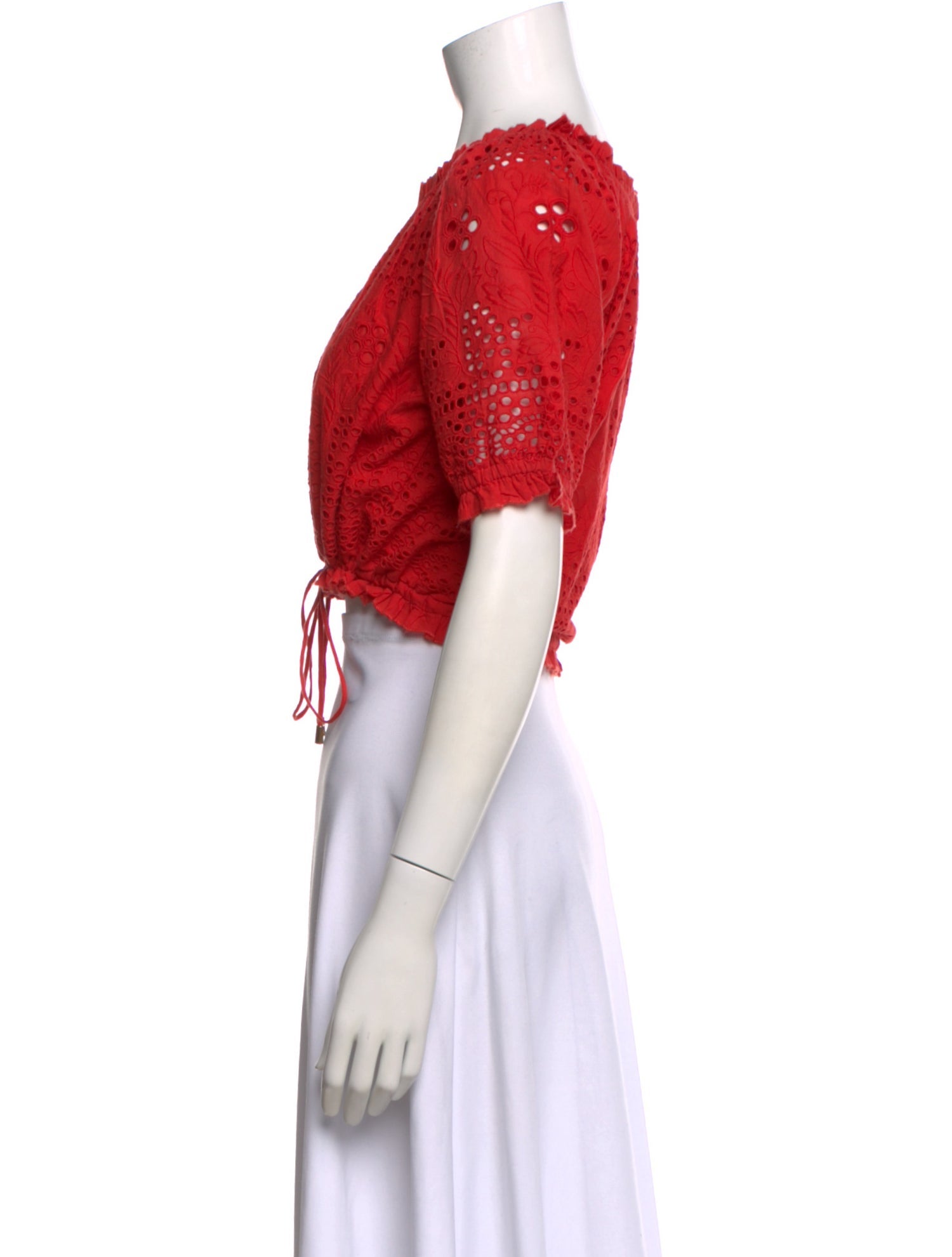 Melissa Odabash Lace Pattern Crew Neck Crop Top