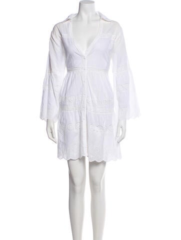 Pre-owned Melissa Odabash V-neck Mini Dress In White