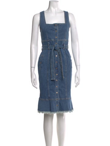 Pre-owned Melissa Odabash Square Neckline Knee-length Dress In Blue