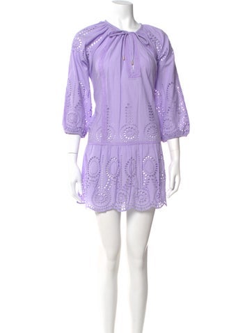 Pre-owned Melissa Odabash Crew Neck Mini Dress W/ Tags In Purple