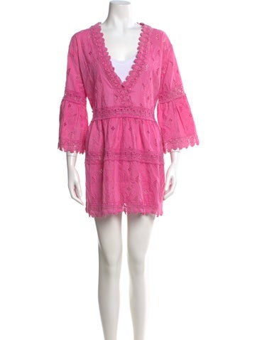 Pre-owned Melissa Odabash V-neck Mini Dress In Pink