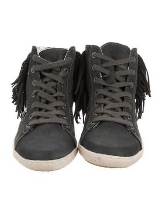 Odd Molly Leather Fringe Trim Accent Sneakers