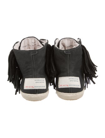 Odd Molly Leather Fringe Trim Accent Sneakers