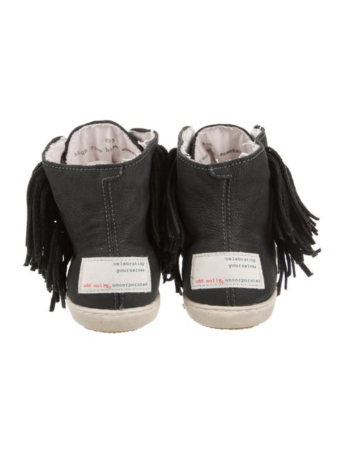 Odd Molly Leather Fringe Trim Accent Sneakers