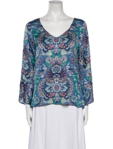 Odd Molly Tops Printed Scoop Neck Blouse XS
