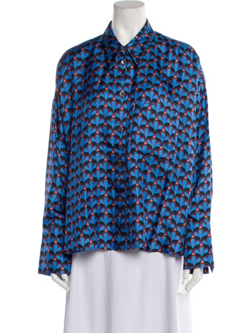 Odeeh Silk Printed Button-Up Top