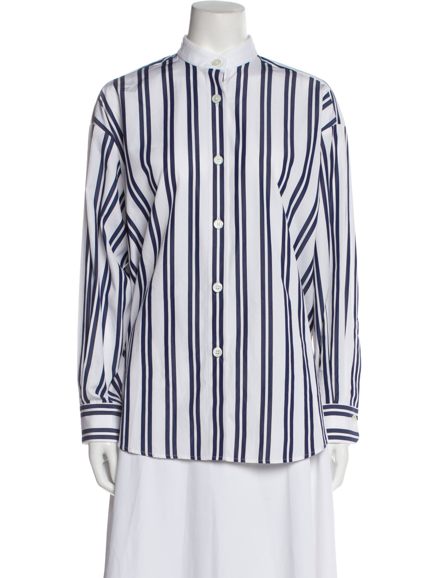 Odeeh Striped Mock Neck Button-Up Top w/ Tags