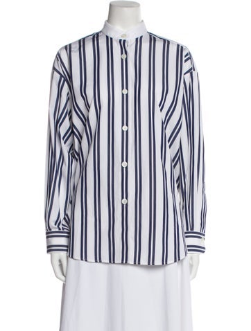 Odeeh Tops Striped Mock Neck Button-Up Top Us6, De36 | M