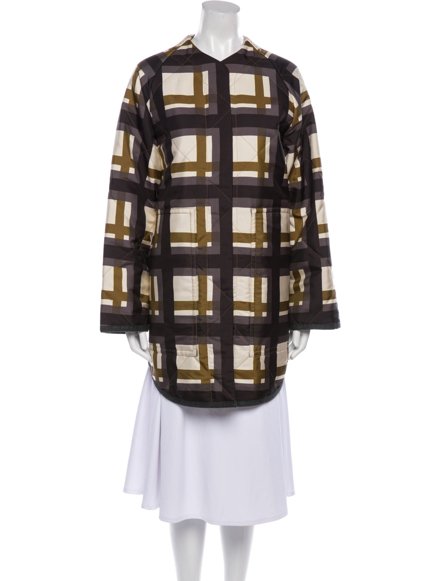 Odeeh Plaid Print Trench Coat