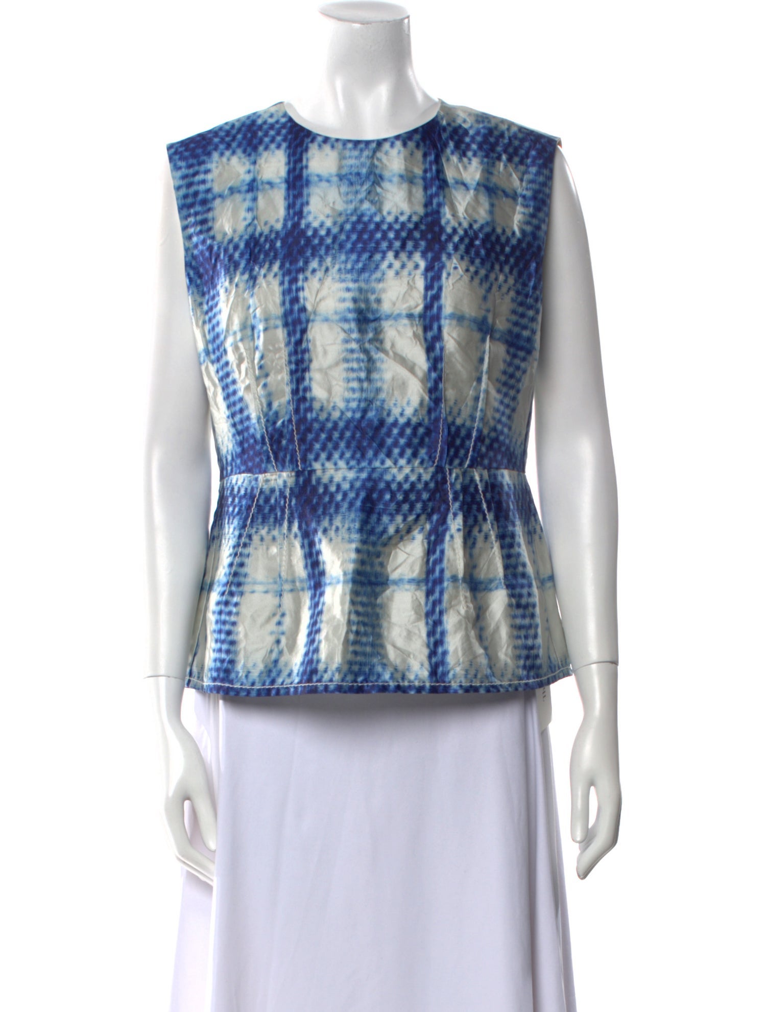 Odeeh Plaid Print Crew Neck Top w/ Tags