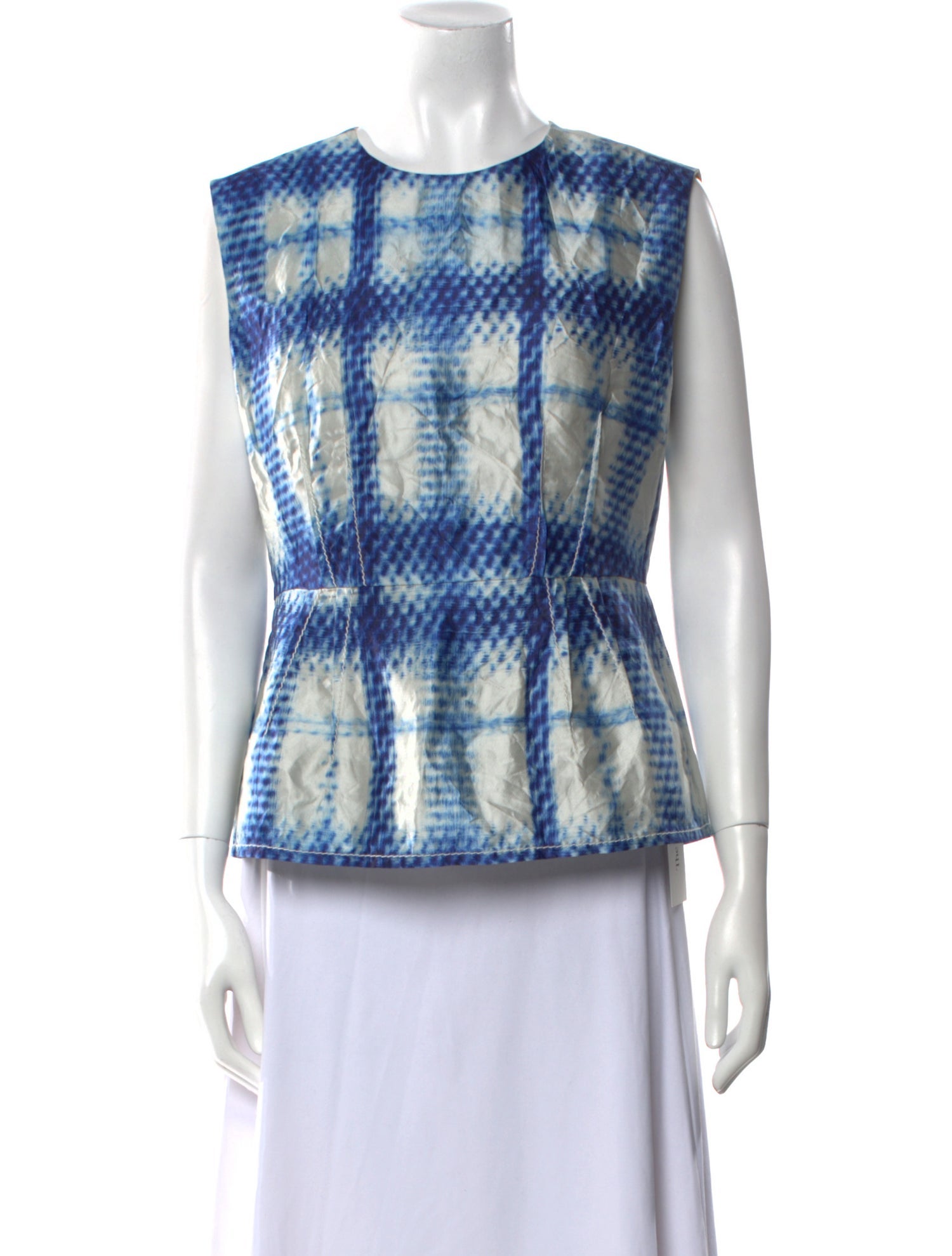 Odeeh Plaid Print Crew Neck Top w/ Tags