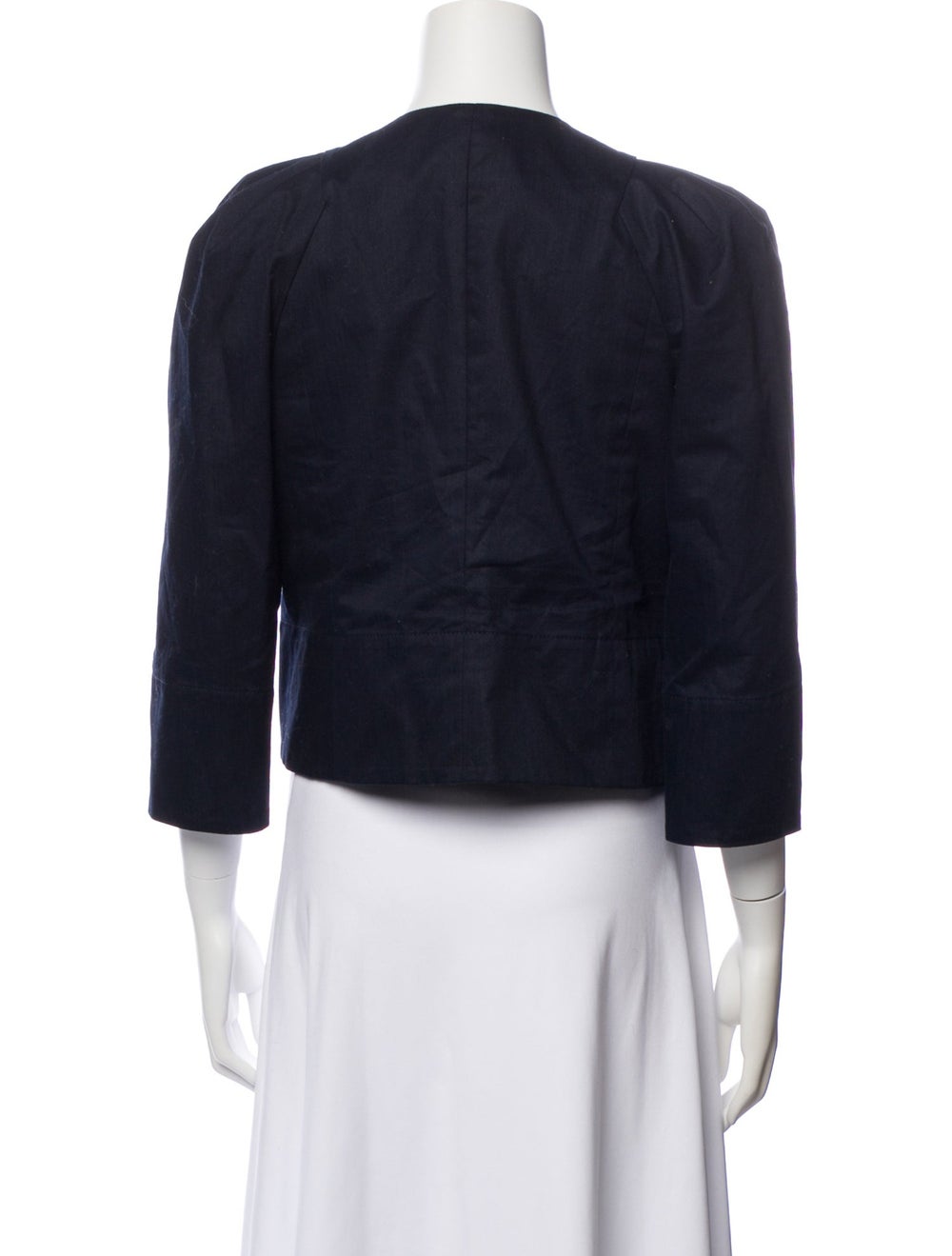 Odeeh Jacket Blue Collarless Snap Closure - image 3