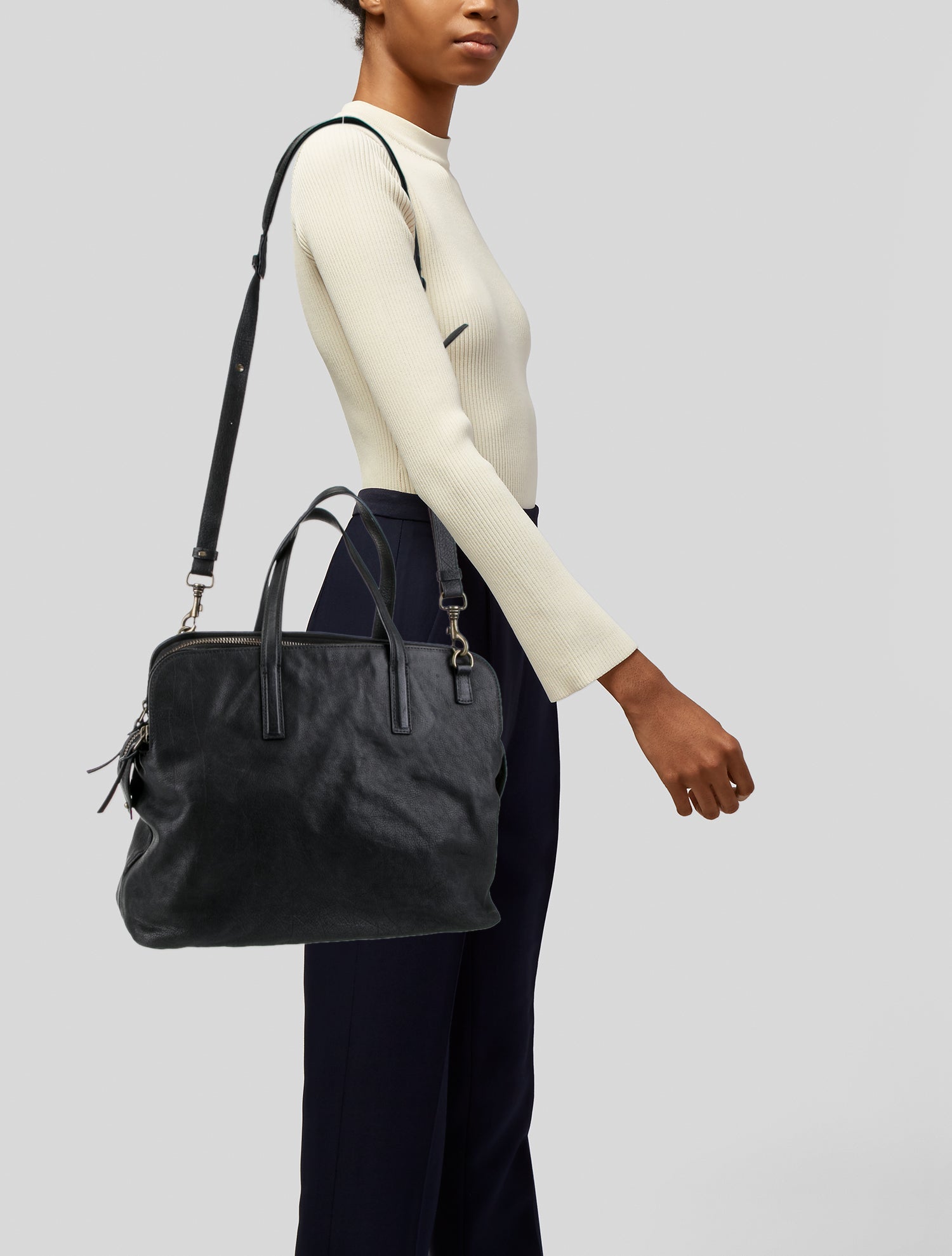 Officine Creative Leather Top Handle Bag