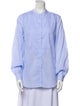 Officine Generale Striped Mock Neck Button-Up Top