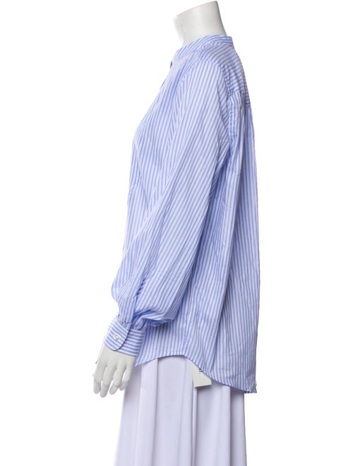 Officine Generale Striped Mock Neck Button-Up Top