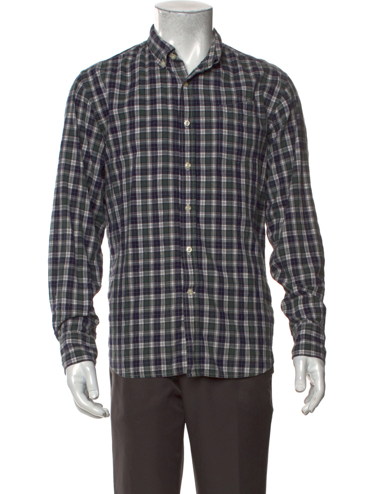 Officine Generale Plaid Print Long Sleeve Shirt