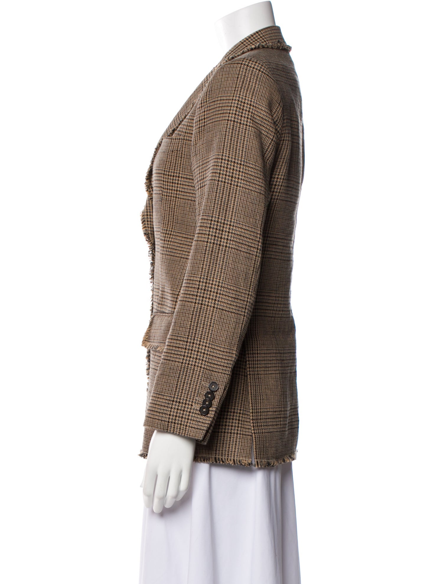 Officine Generale Linen Plaid Print Blazer