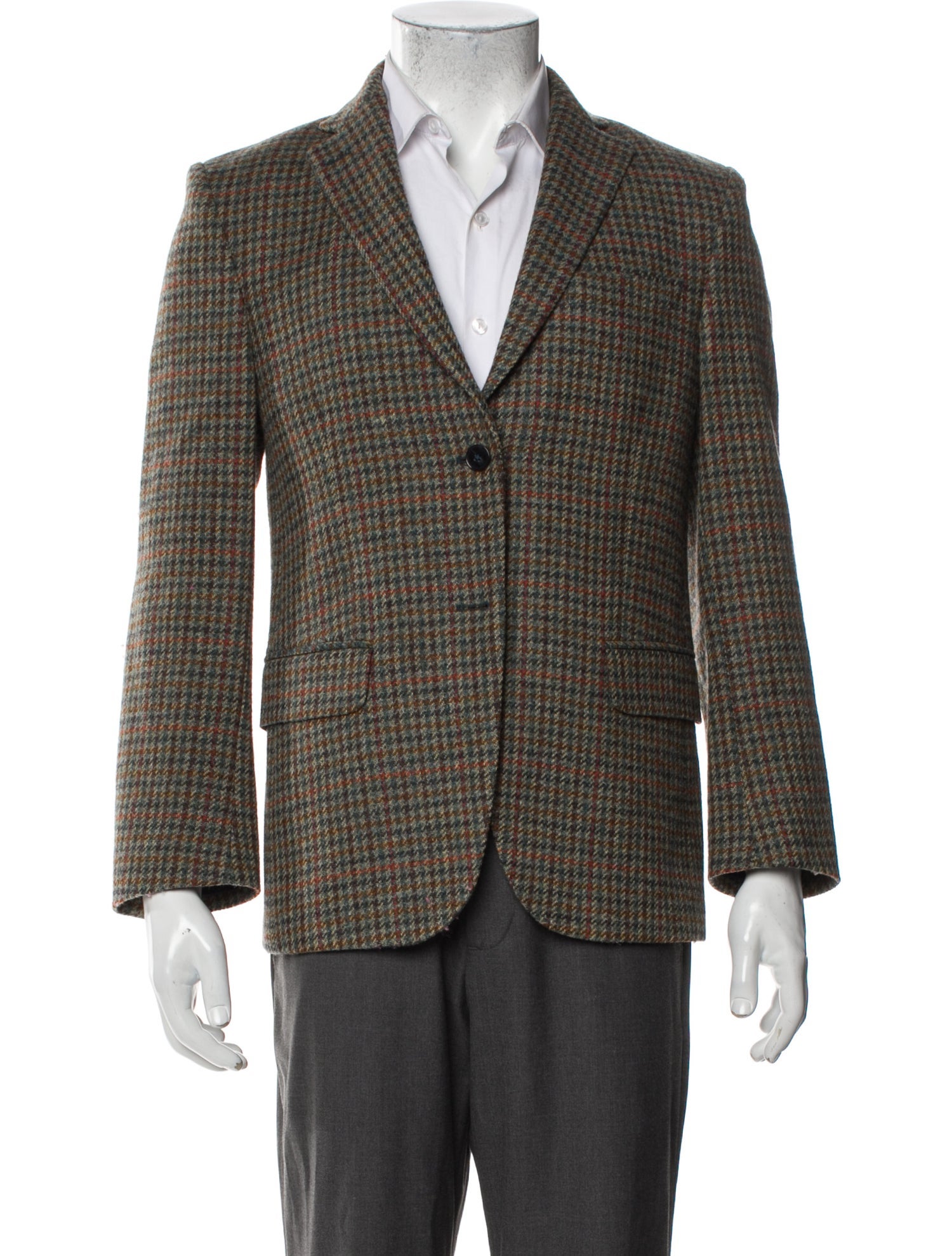 Officine Generale Virgin Wool Plaid Print Blazer