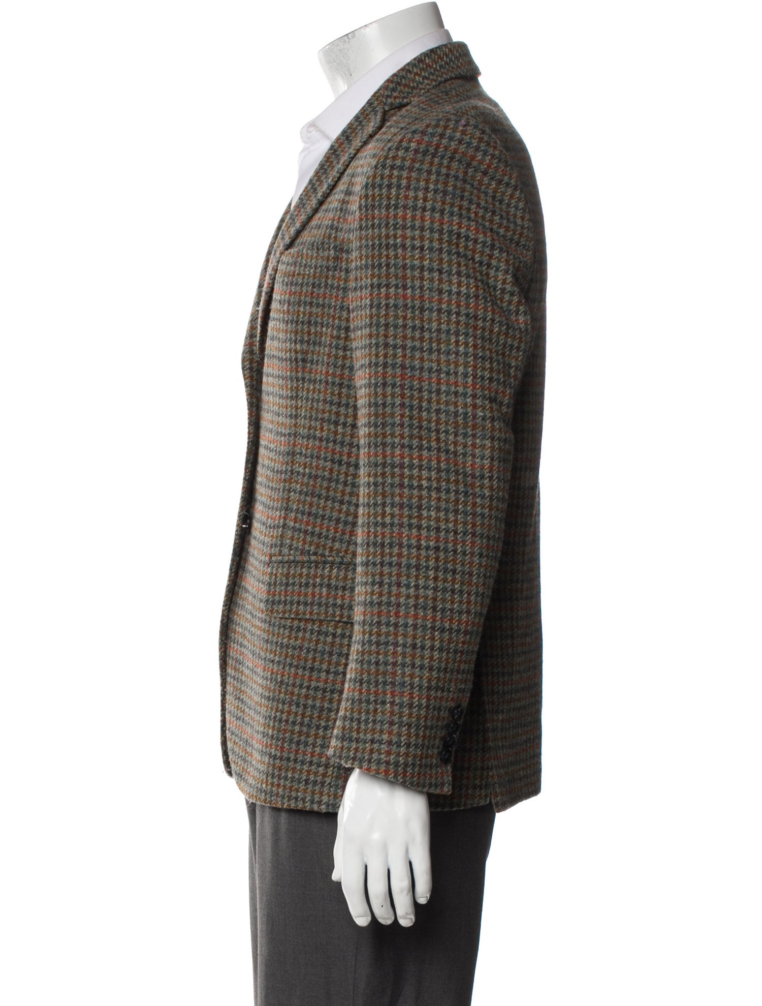 Officine Generale Virgin Wool Plaid Print Blazer