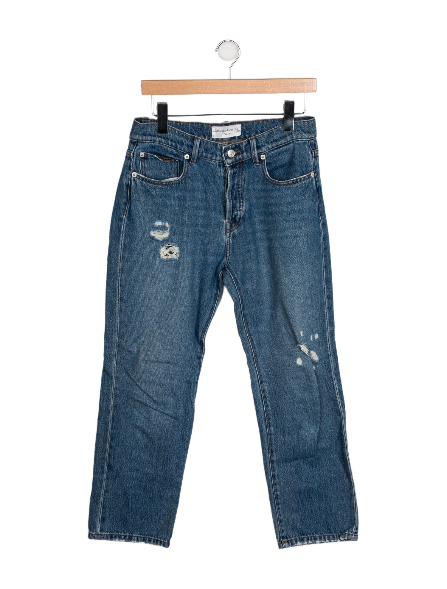 Officine Generale High-Rise Straight Leg Jeans