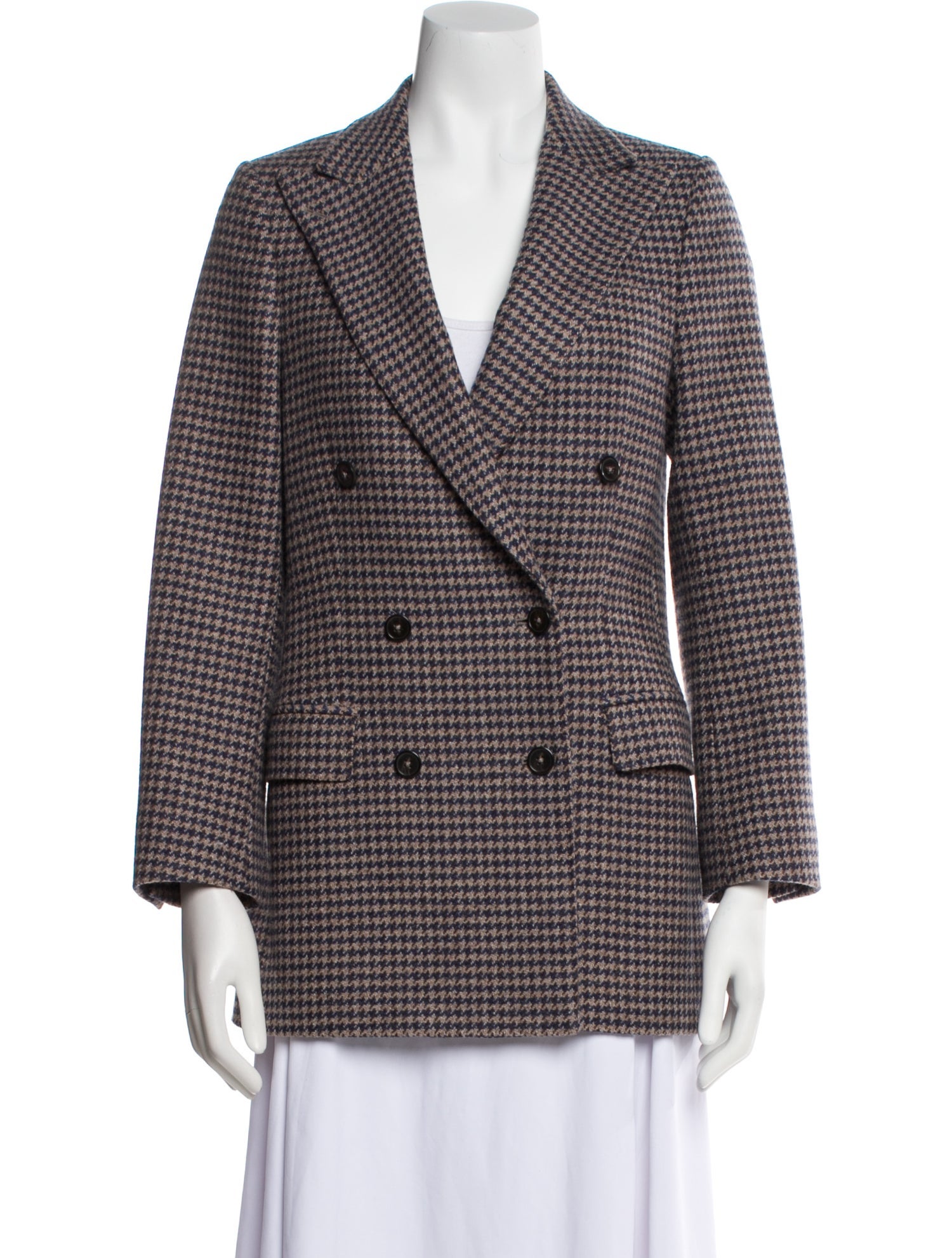 Officine Generale Wool Houndstooth Print Blazer