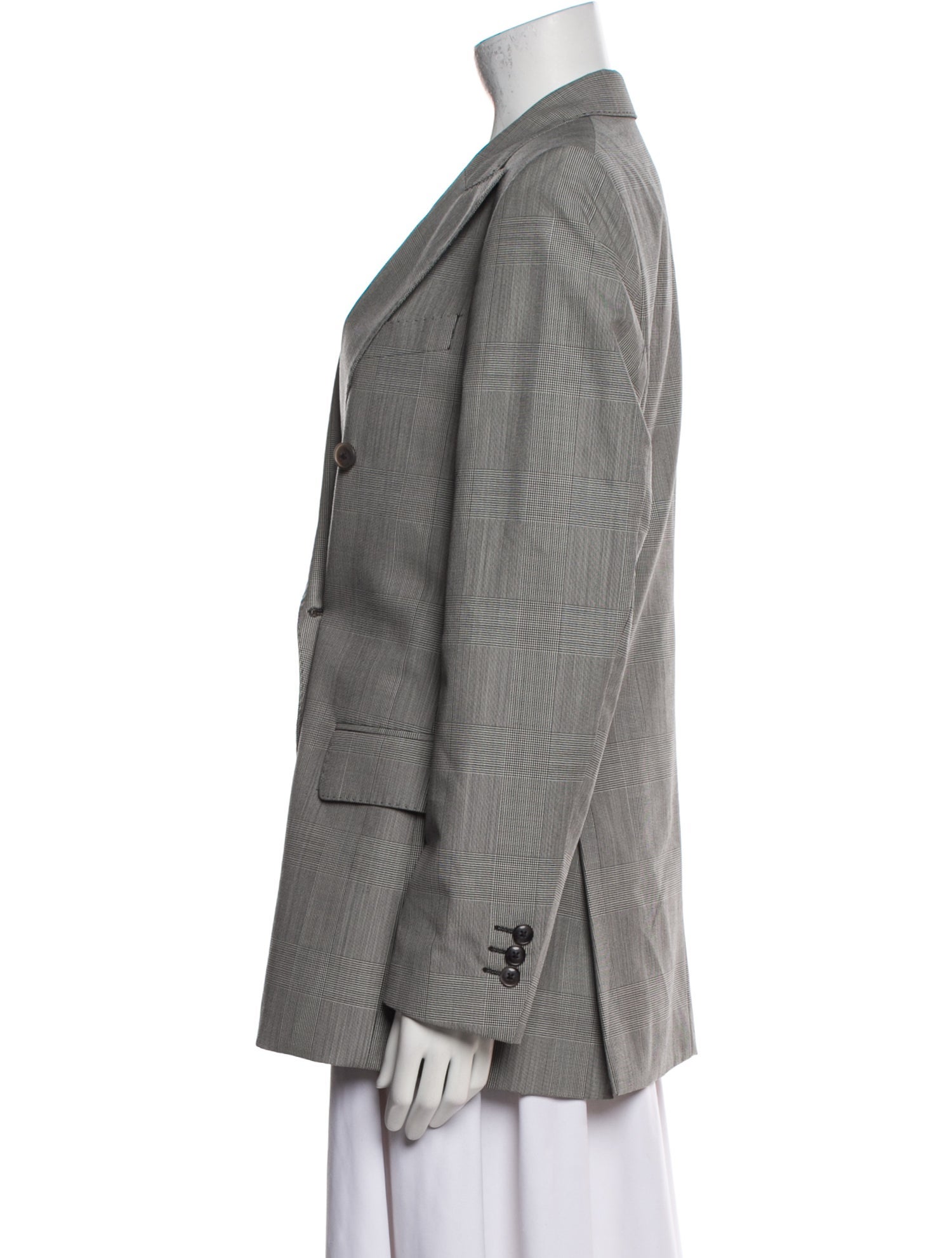 Officine Generale Virgin Wool Plaid Print Blazer