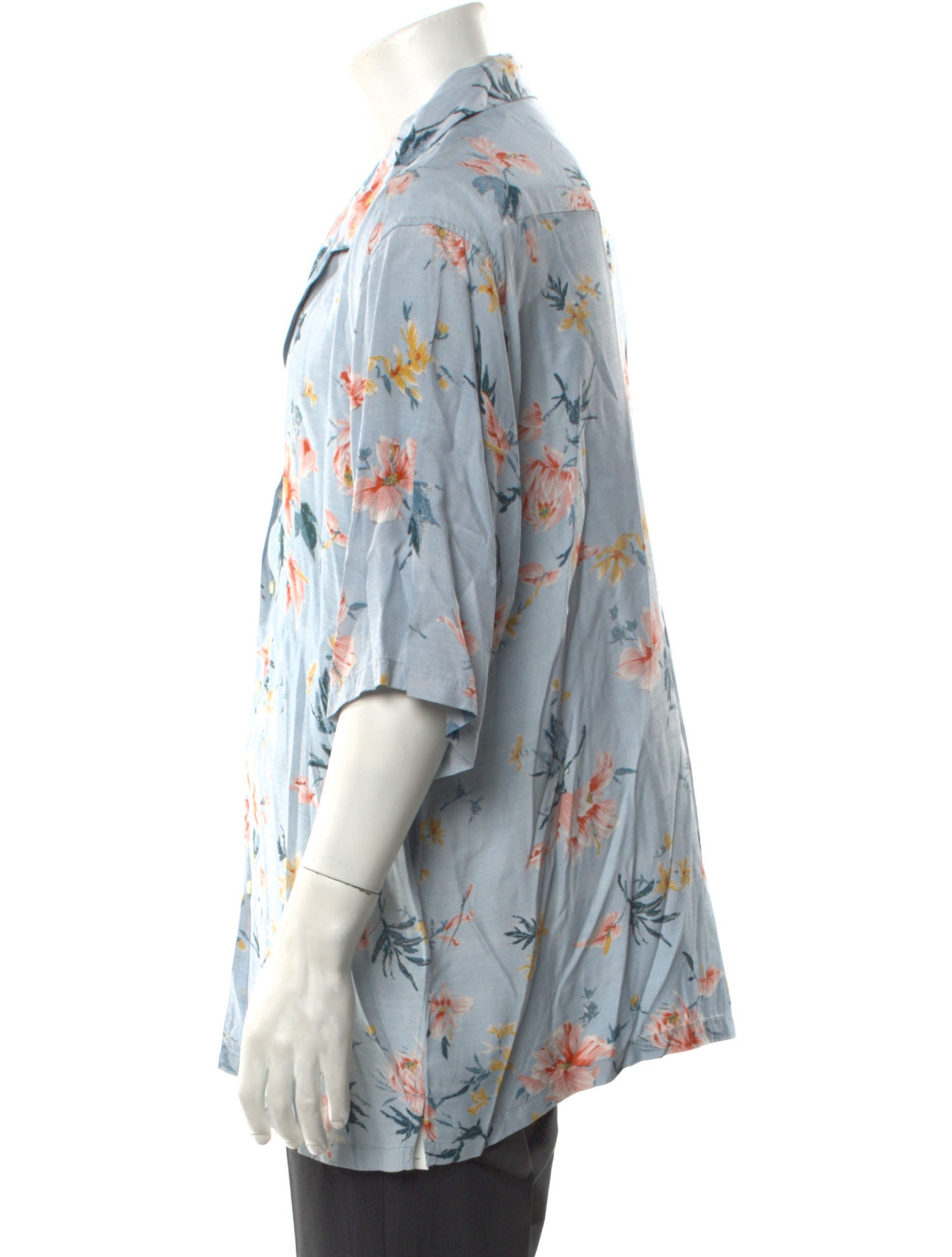 Officine Generale Floral Print Short Sleeve Shirt