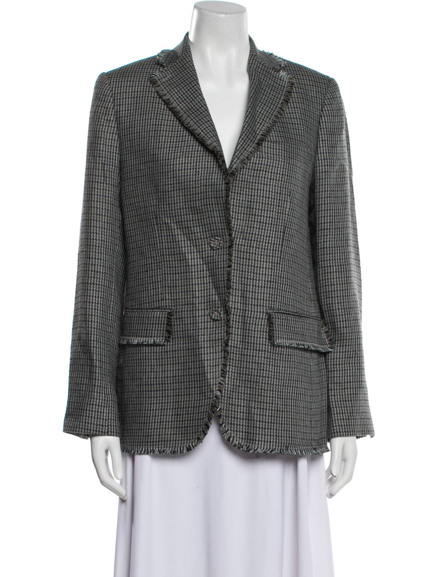 Officine Generale Linen Houndstooth Print Blazer