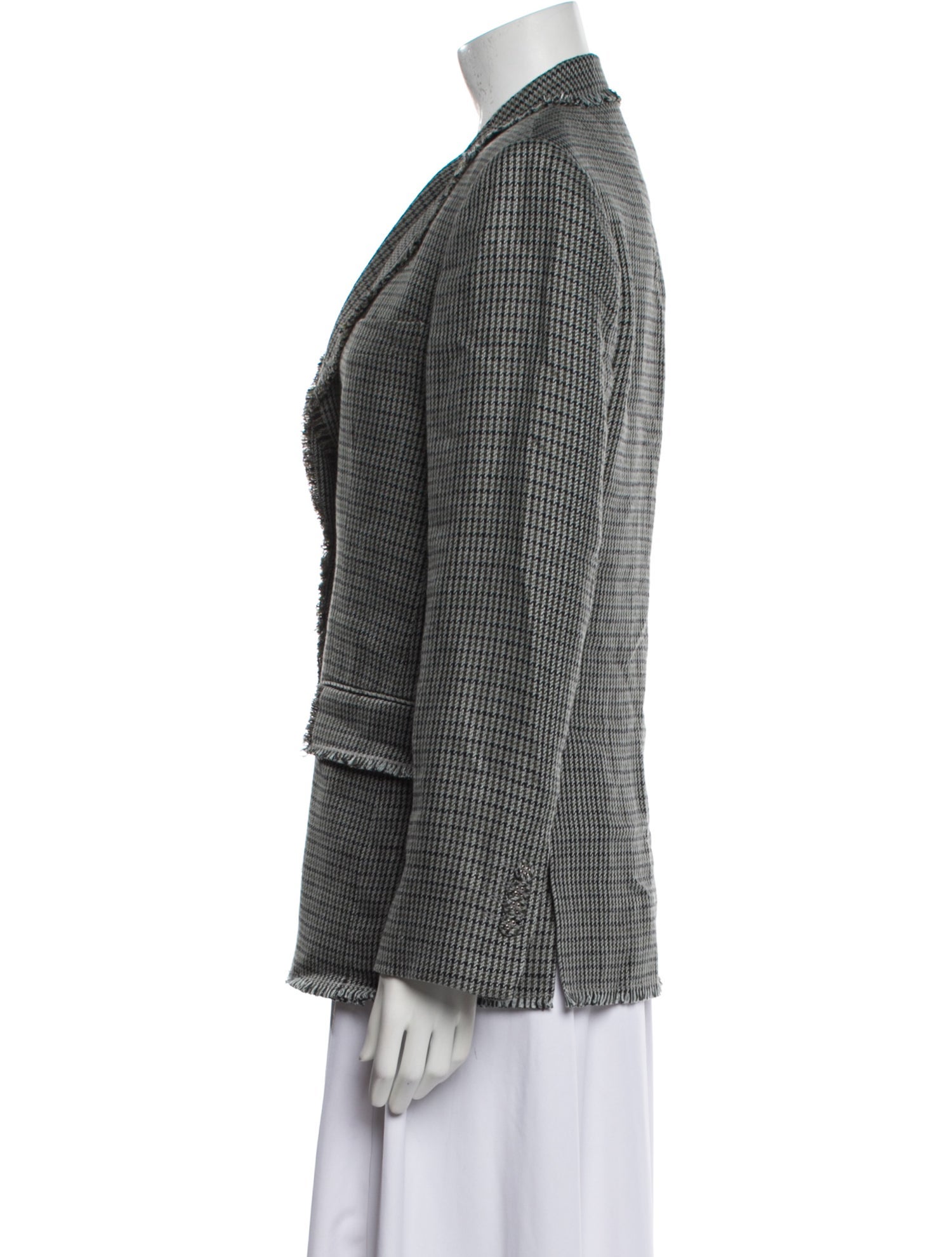 Officine Generale Linen Houndstooth Print Blazer