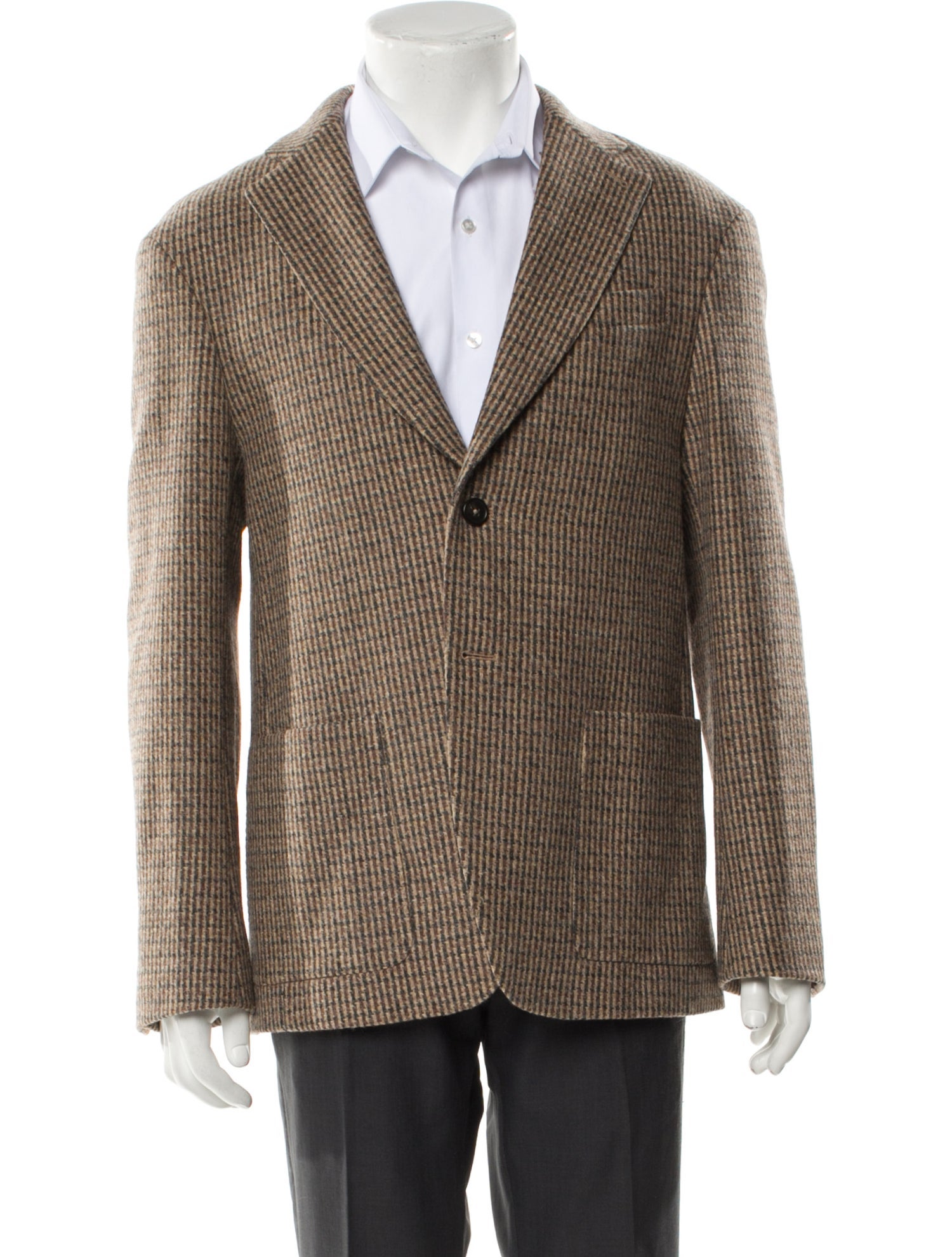Officine Generale Virgin Wool Houndstooth Print Peacoat