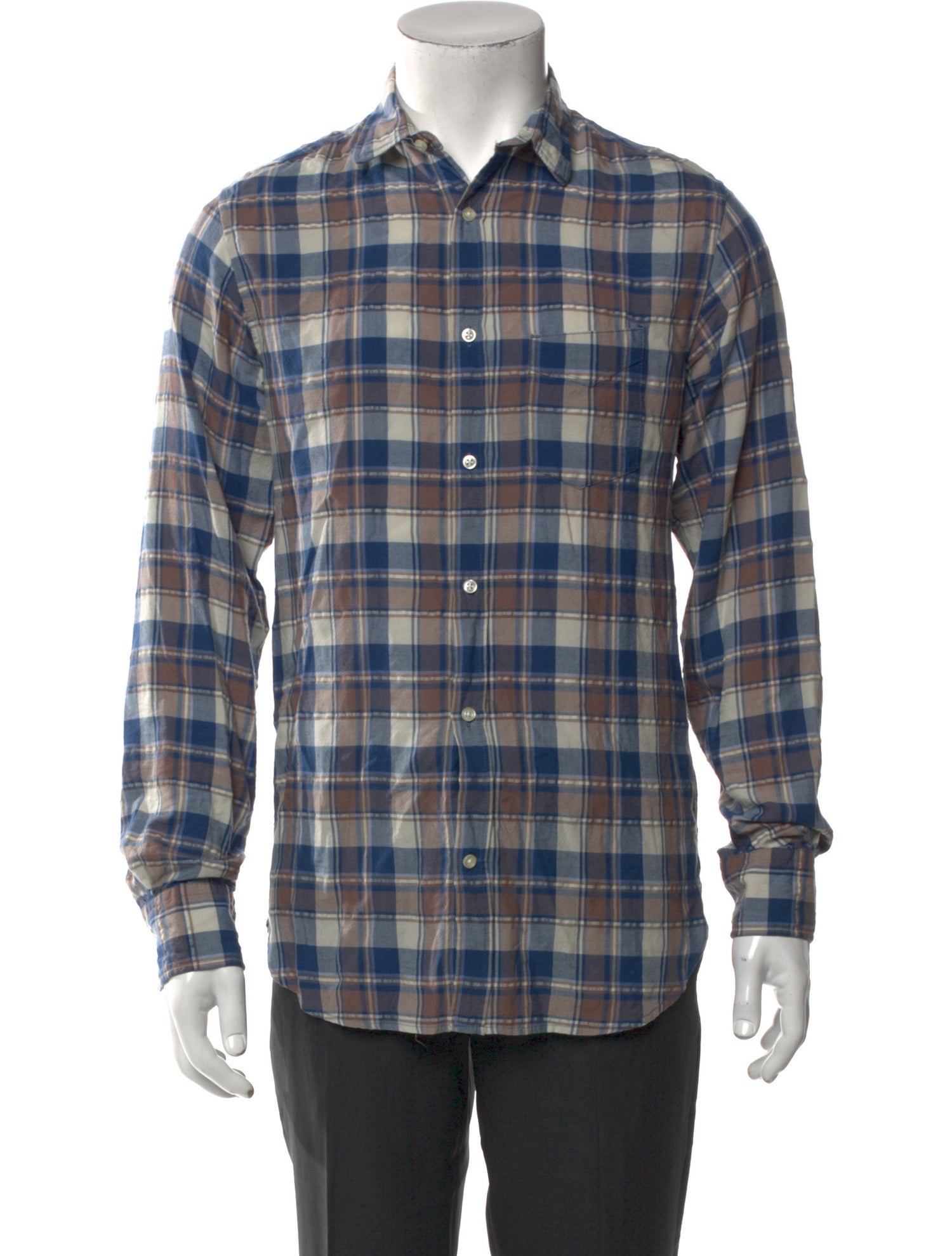 Officine Generale Plaid Print Long Sleeve Shirt