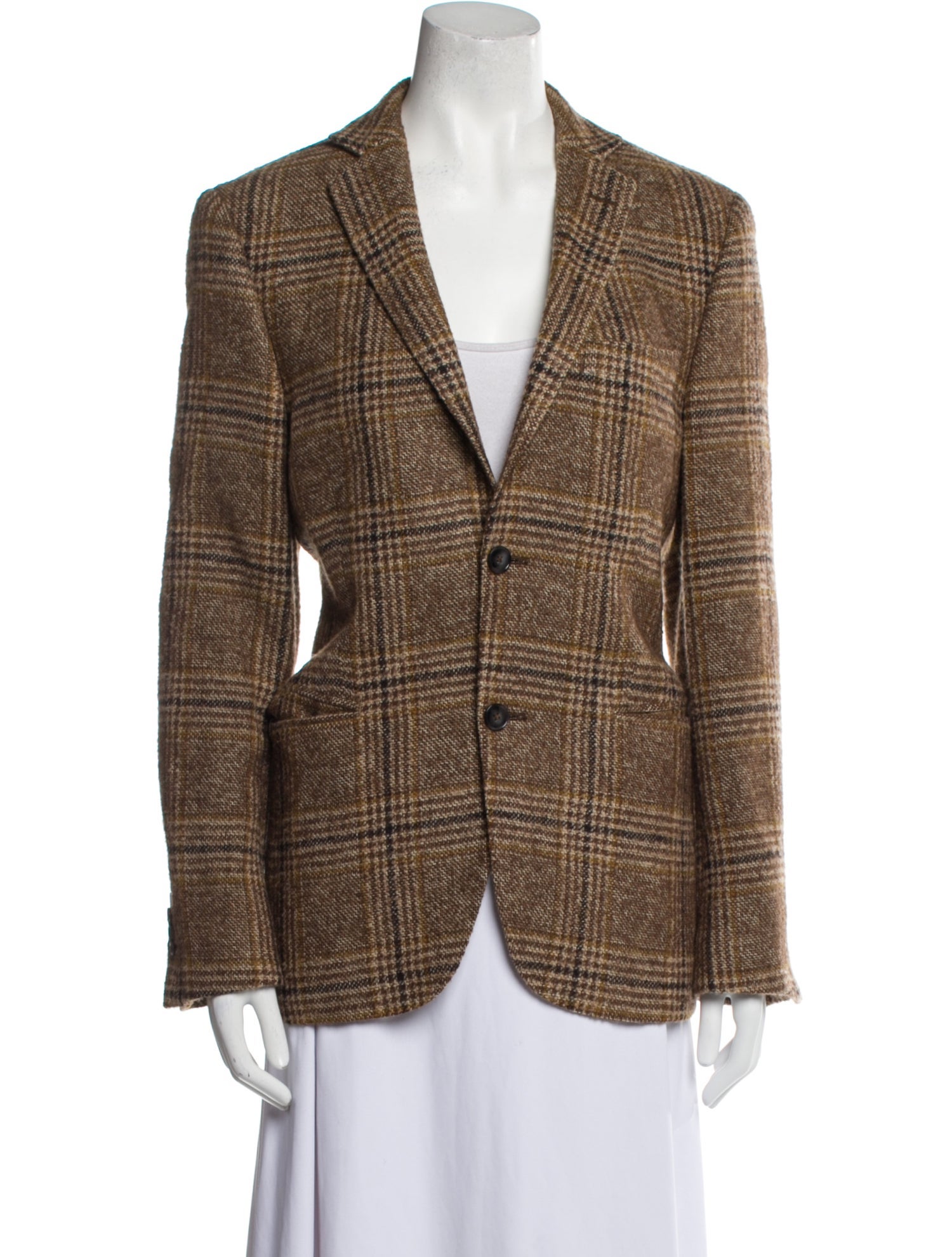 Officine Generale Wool Plaid Print Blazer