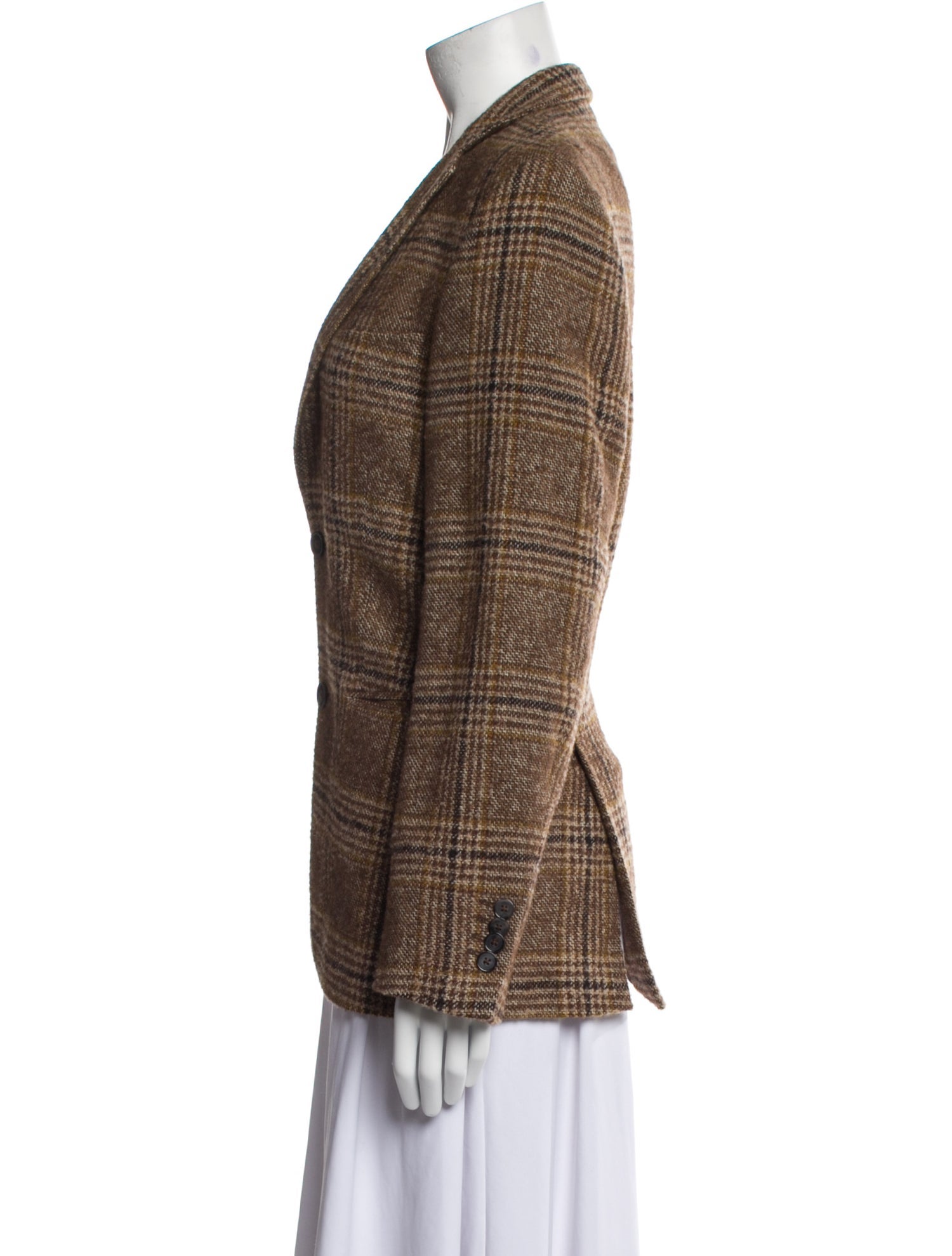 Officine Generale Wool Plaid Print Blazer