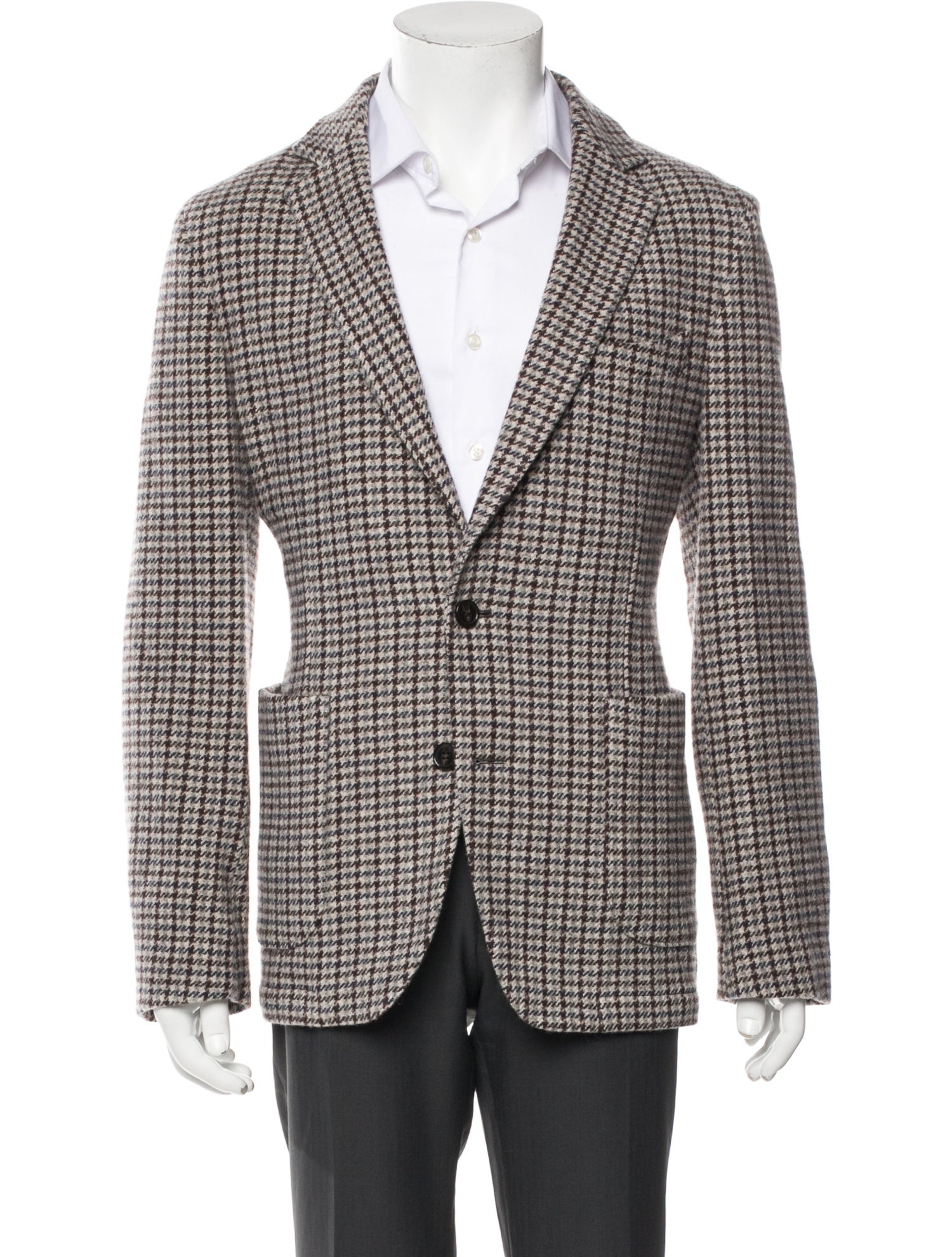Officine Generale Wool Houndstooth Print Sport Coat