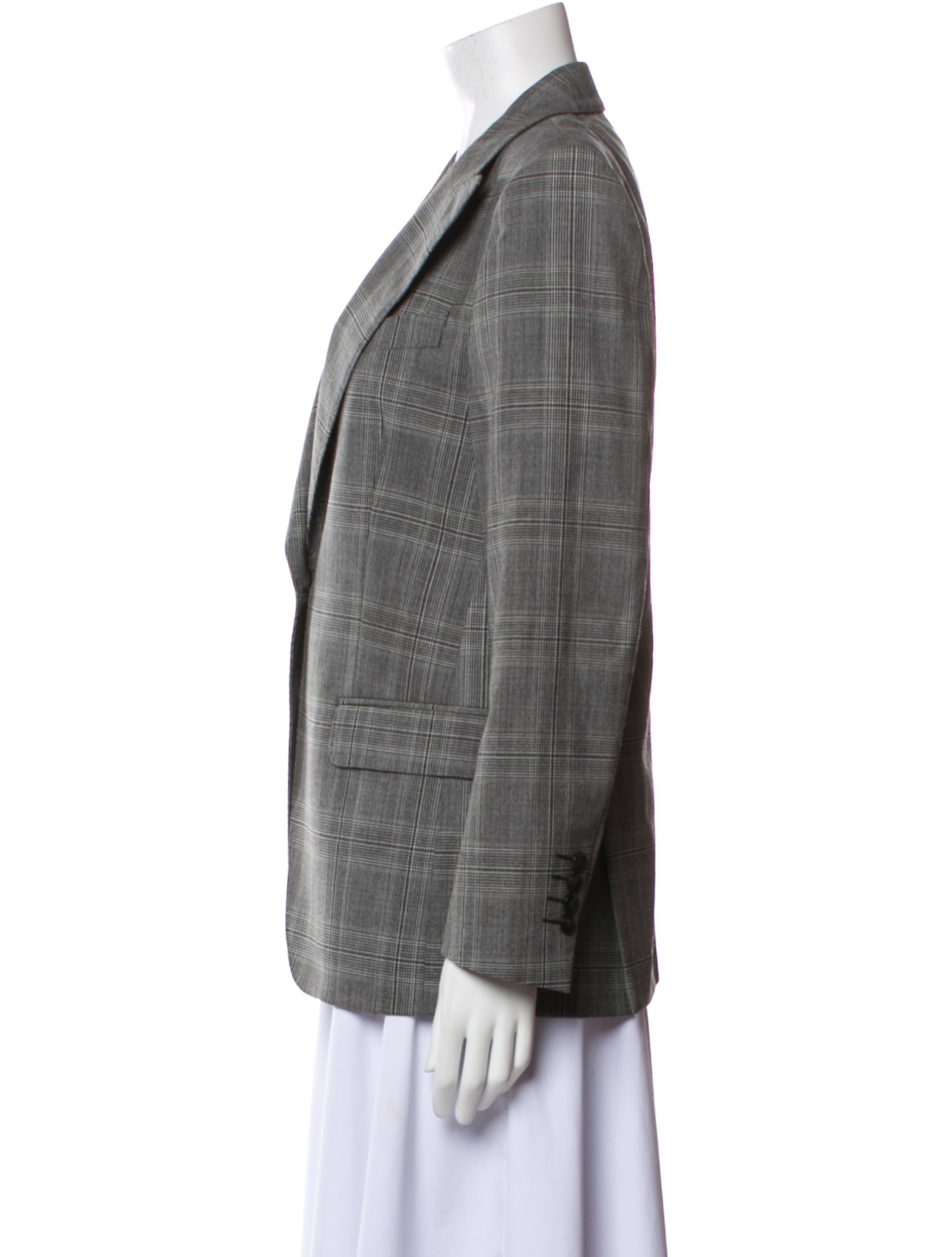 Officine Generale Virgin Wool Plaid Print Blazer