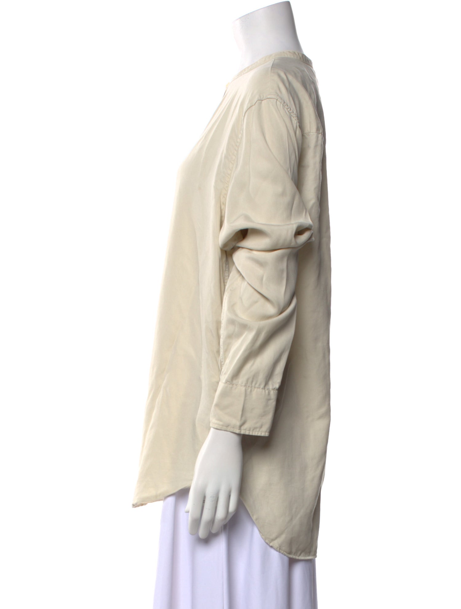 Officine Generale Crew Neck Long Sleeve Button-Up Top