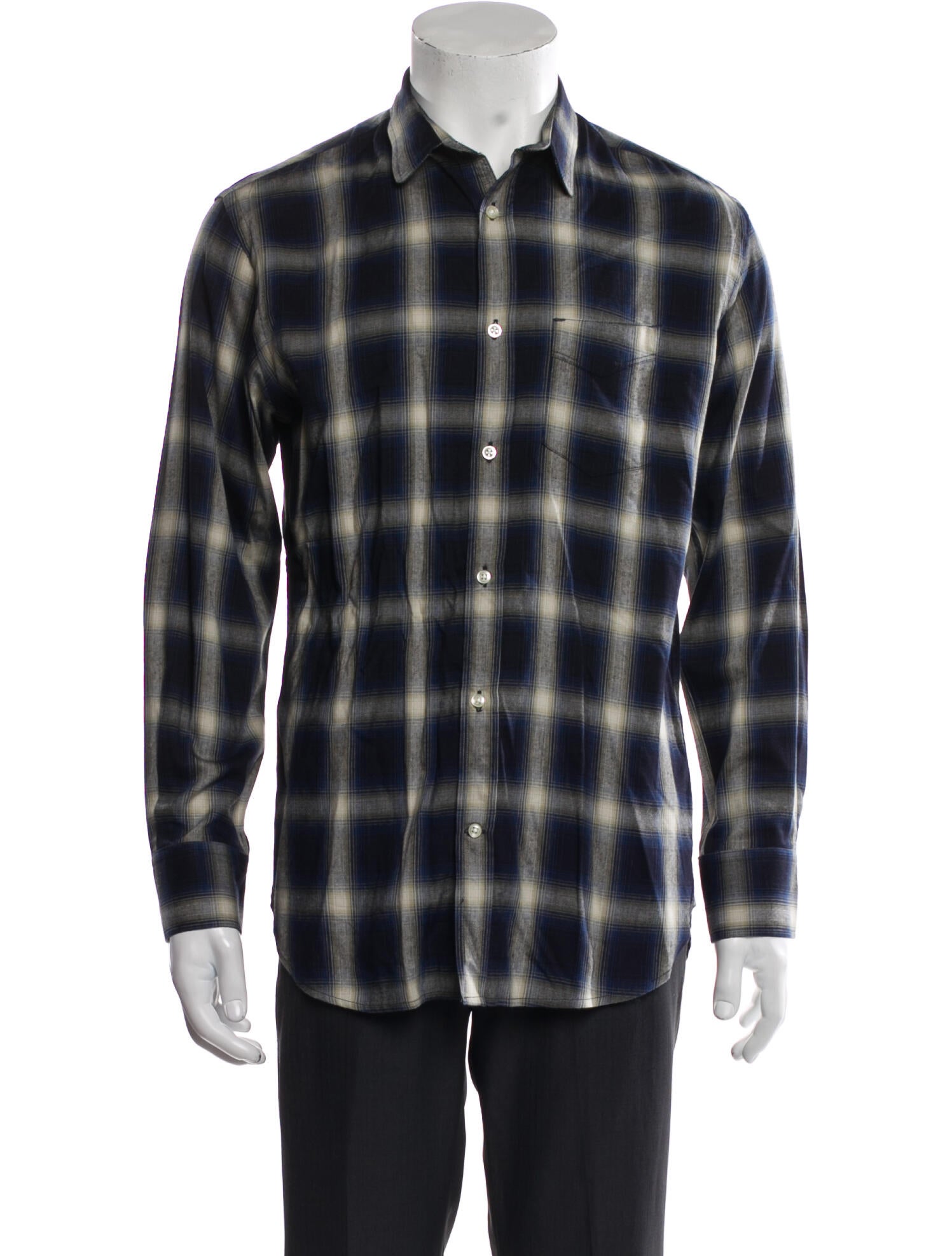 Officine Generale Plaid Print Long Sleeve Shirt