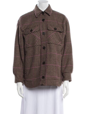 Officine Generale Virgin Wool Houndstooth Print Coat