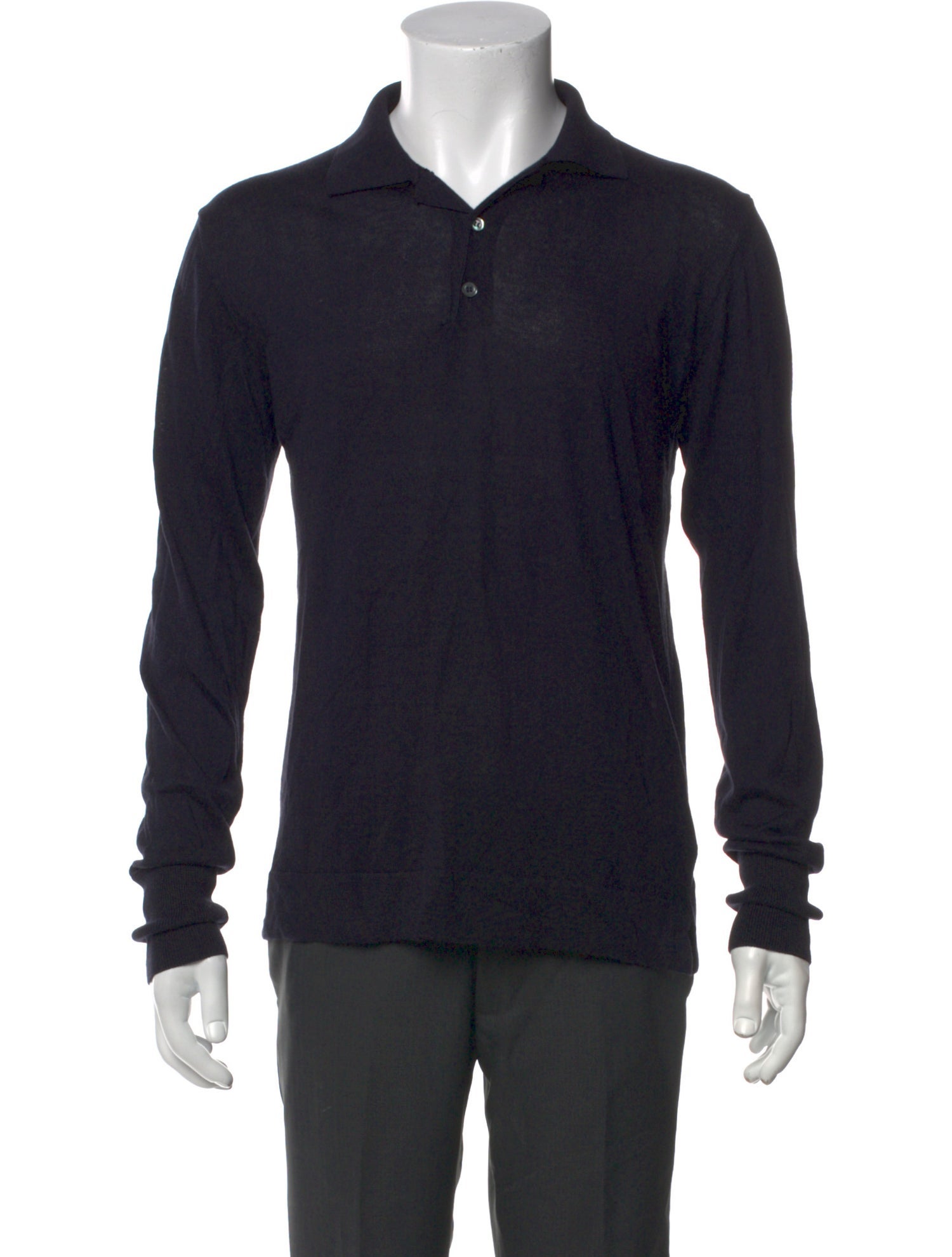 Officine Generale Collar Long Sleeve Polo Sweater