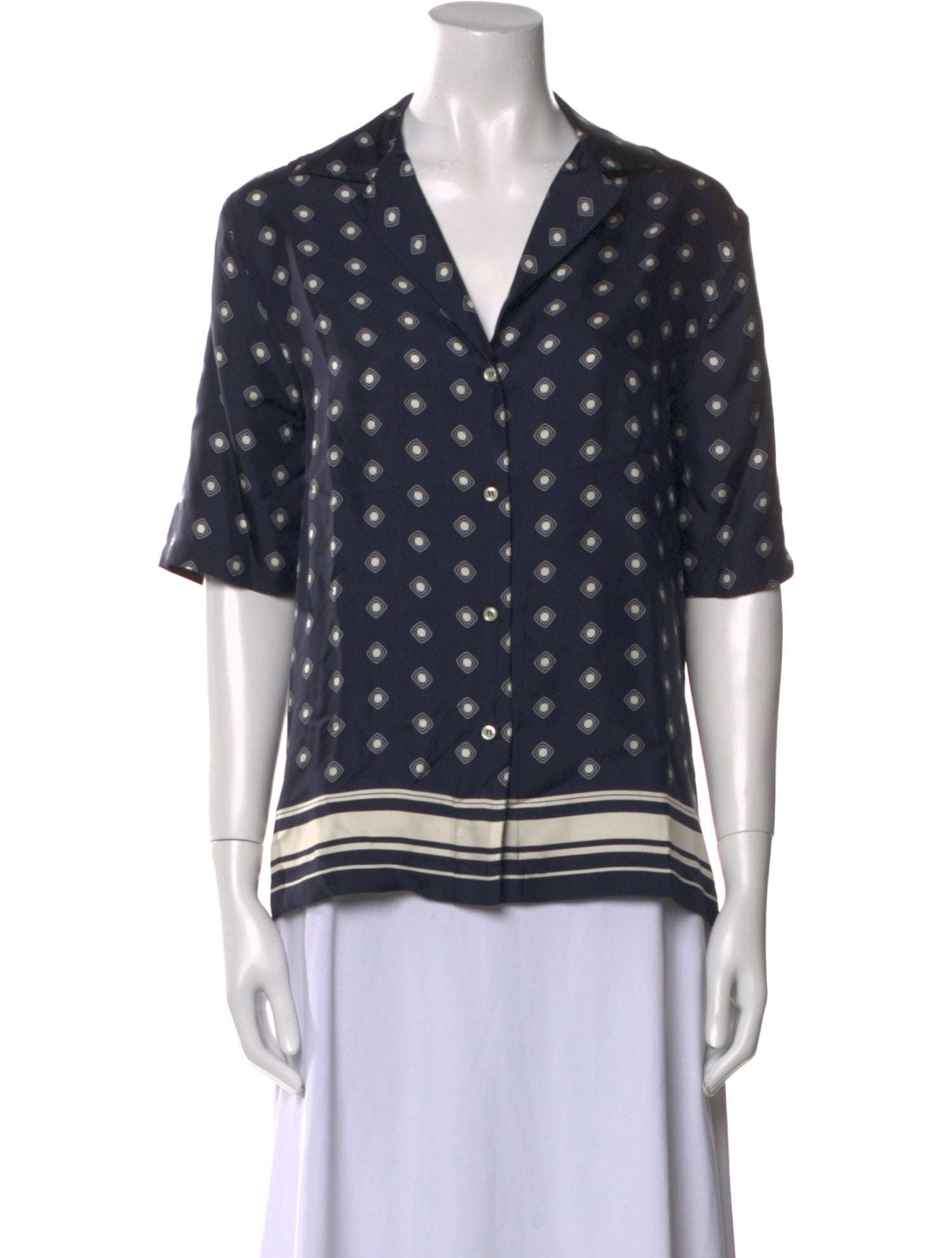 Officine Generale Silk Printed Button-Up Top