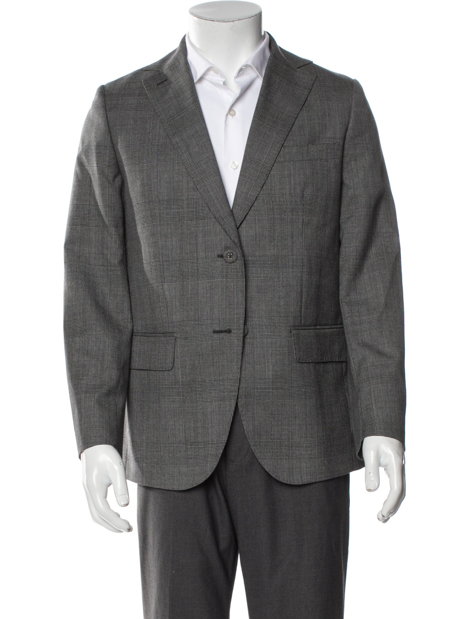 Officine Generale Virgin Wool Plaid Print Blazer