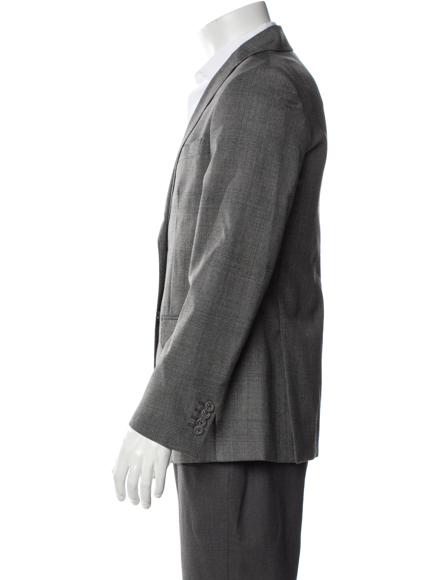 Officine Generale Virgin Wool Plaid Print Blazer