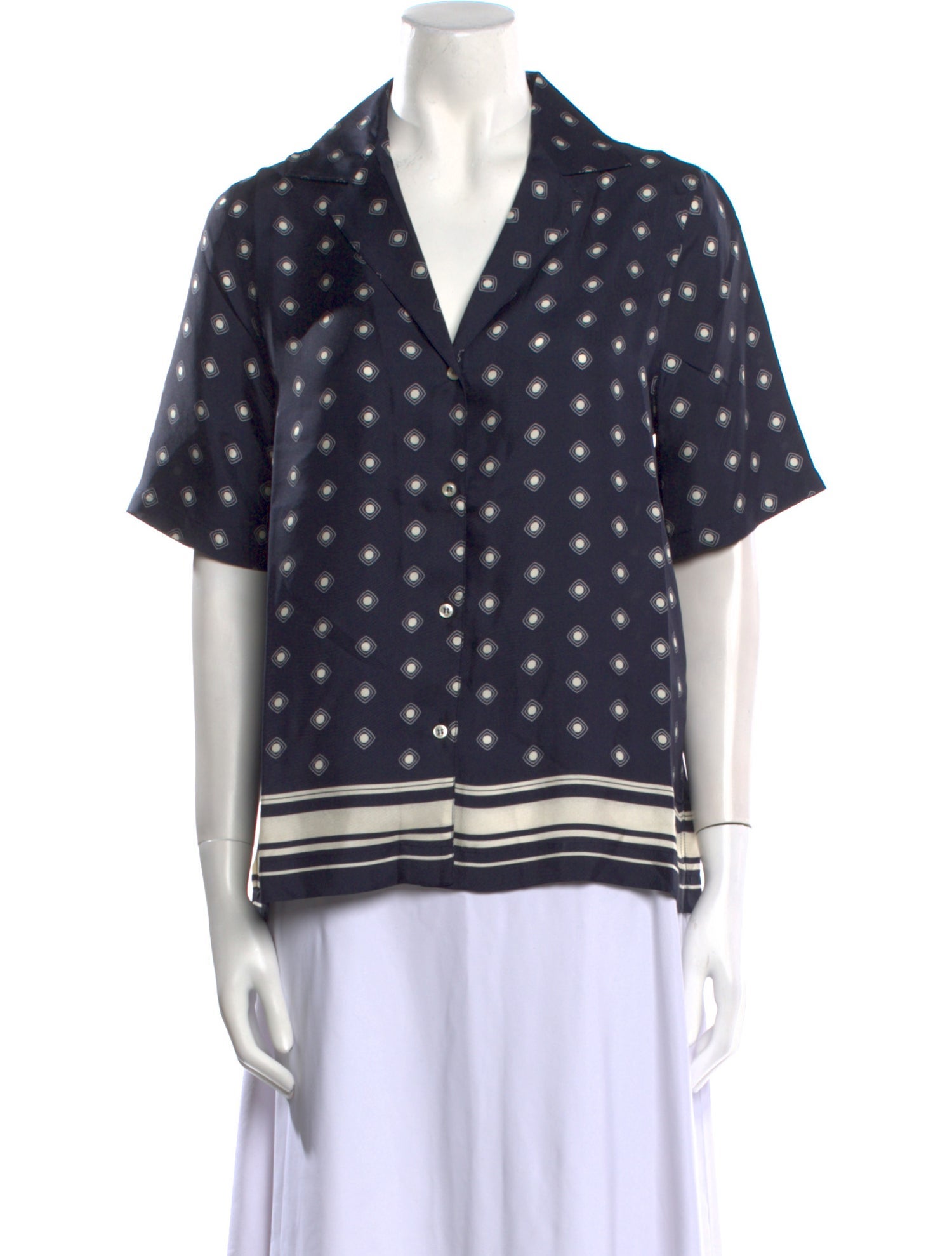 Officine Generale Silk Polka Dot Print Button-Up Top