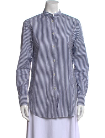 Officine Generale Striped Long Sleeve Button-Up Top