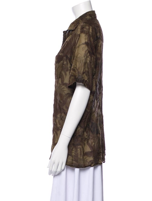 Officine Generale Printed Short Sleeve Button-Up Top